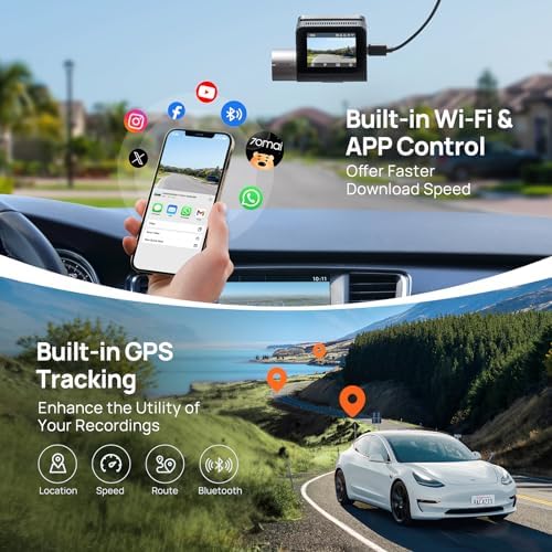 70mai 2 7K Dash Cam Front A500S  1944P Dash Camera for Cars with Sony IMX335  Dashcam Built in WiFi GPS  Optional Rear Dashcam  ADAS  2 IPS LCD Screen  24H Parking Mode  WDR  Super Night Vision