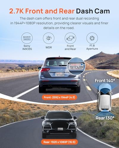 70mai 2 7K Dash Cam Front A500S  1944P Dash Camera for Cars with Sony IMX335  Dashcam Built in WiFi GPS  Optional Rear Dashcam  ADAS  2 IPS LCD Screen  24H Parking Mode  WDR  Super Night Vision