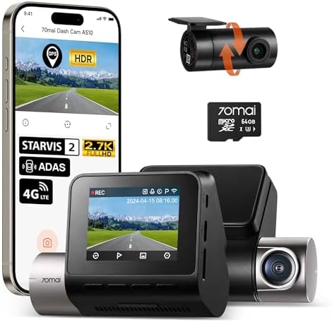 70mai 2 7K Dash Cam Front A500S  1944P Dash Camera for Cars with Sony IMX335  Dashcam Built in WiFi GPS  Optional Rear Dashcam  ADAS  2 IPS LCD Screen  24H Parking Mode  WDR  Super Night Vision