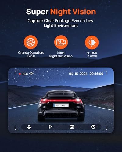 70mai Dash Cam M310  Dash Camera for Cars 1296P QHD  Smart Dash Cam Front Built in WiFi  130  Wide Angle FOV  WDR  Night Vision  iOS/Android Mobile App  Loop Recording  Parking Monitor  Time Lapse