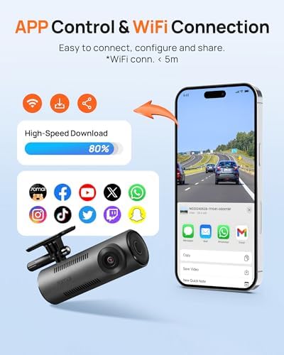 70mai Dash Cam M310  Dash Camera for Cars 1296P QHD  Smart Dash Cam Front Built in WiFi  130  Wide Angle FOV  WDR  Night Vision  iOS/Android Mobile App  Loop Recording  Parking Monitor  Time Lapse