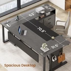71" Executive Desk with Rolling File Cabinet  Modern L Shaped Computer Desk