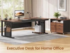 71" Executive Desk with Rolling File Cabinet  Modern L Shaped Computer Desk