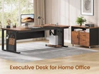 71" Executive Desk with Rolling File Cabinet  Modern L Shaped Computer Desk