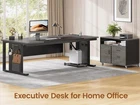 71" Executive Desk with Rolling File Cabinet  Modern L Shaped Computer Desk