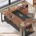 71" Executive Desk with Rolling File Cabinet  Modern L Shaped Computer Desk