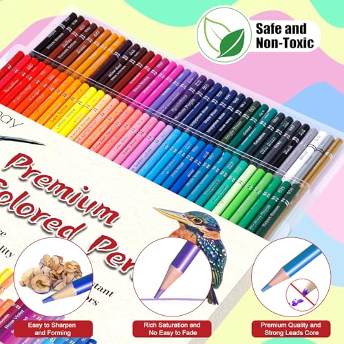 72 Count Colored Pencils for Adult Coloring Books  Soft Core Drawing Sketching Blending Shading Pencils  Color Pencils Set Gift for Beginners Artists