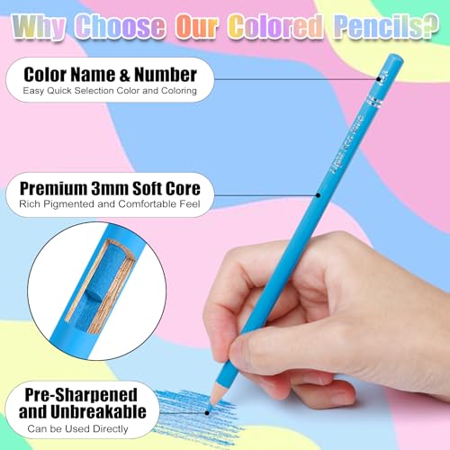 72 Count Colored Pencils for Adult Coloring Books  Soft Core Drawing Sketching Blending Shading Pencils  Color Pencils Set Gift for Beginners Artists