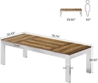 78 7" XL Computer Desk Two Person Desk Executive Office Mirrored Metal Legs