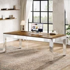78 7" XL Computer Desk Two Person Desk Executive Office Mirrored Metal Legs