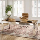 78 7" XL Computer Desk Two Person Desk Executive Office Mirrored Metal Legs
