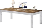78 7" XL Computer Desk Two Person Desk Executive Office Mirrored Metal Legs