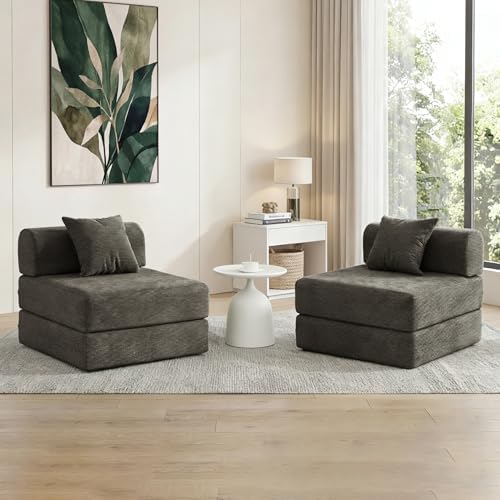 79 Convertible Compressed Corduroy Folding Cloud Sofa Bed  5 in 1 Modern Modular Boneless Pull Out Loveseat Sleeper in a Box  No Assembly Floor Futon Couch for Living Room  Orange  Pillows  King