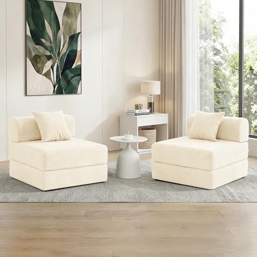 79 Convertible Compressed Corduroy Folding Cloud Sofa Bed  5 in 1 Modern Modular Boneless Pull Out Loveseat Sleeper in a Box  No Assembly Floor Futon Couch for Living Room  Orange  Pillows  King