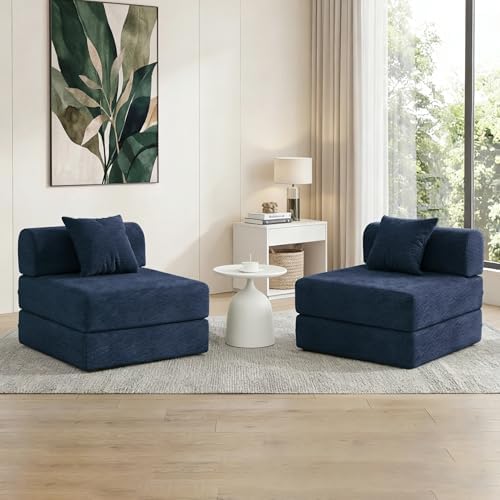 79 Convertible Compressed Corduroy Folding Cloud Sofa Bed  5 in 1 Modern Modular Boneless Pull Out Loveseat Sleeper in a Box  No Assembly Floor Futon Couch for Living Room  Orange  Pillows  King