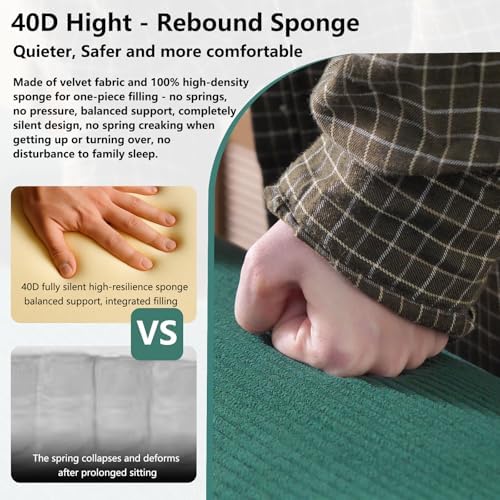 79 Convertible Sleeper Sofa Bed with Cylindrical Pillow  Corduroy Folding Mattress Couch with Fixed Shape Frame  Floor Sofa Lounge Couch for Living Room Bedroom Lounge Studio  Green 