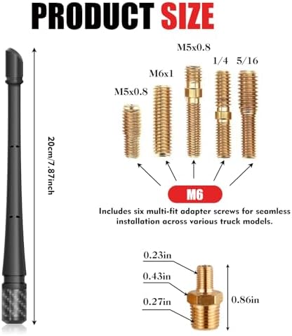7 Inches Short Antenna for Ford F150 2009 2025 & Bronco 2021 2025  Rubber Replacement Antenna  F150 Accessories  Internal Copper Coil for Enhanced AM/FM Reception & Car Wash Proof  Easy Installation