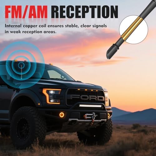7 Inches Short Antenna for Ford F150 2009 2025 & Bronco 2021 2025  Rubber Replacement Antenna  F150 Accessories  Internal Copper Coil for Enhanced AM/FM Reception & Car Wash Proof  Easy Installation