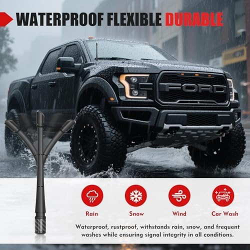 7 Inches Short Antenna for Ford F150 2009 2025 & Bronco 2021 2025  Rubber Replacement Antenna  F150 Accessories  Internal Copper Coil for Enhanced AM/FM Reception & Car Wash Proof  Easy Installation
