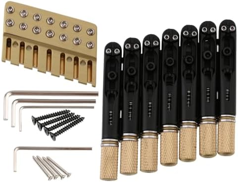 7 String Fanned Frets Headless Guitar Bridge Tailpiece & Brass String Lock  Locking Nut