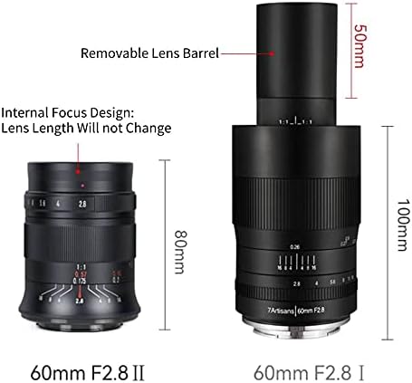 7artisans 60mm F2 8 Mark II Macro Manual Focus Camera Lens APS C Mirrorless Camera Lens for Sony E Mount Cameras Like A7 A7II A7RII A7S A7SII A6300 A6000 A5100 EX 3 NEX 3N NEX 3R NEX F3K NEX 5 NEX 5N
