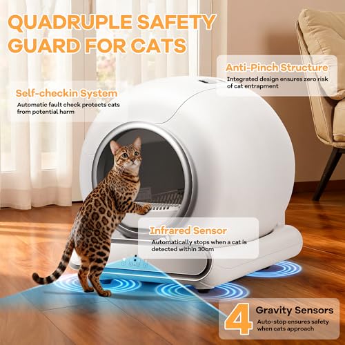 80 Count Cat Litter Box Liners   Large Drawstring Cat Litter Bags  Extra Thick Heavy Duty Waste Replacement Bags for Self Cleaning Cats Litter Boxes  4 Rolls  18 5 x 17 7  20 Liners per Roll 