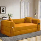 80" Queen Convertible Sofa Bed  No Assembly Modern Boneless Couch Sofa in Box