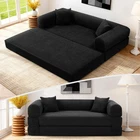 80" Queen Convertible Sofa Bed  No Assembly Modern Boneless Couch Sofa in Box