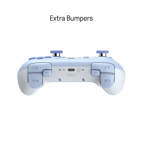 8Bitdo Ultimate 2C Hall Effect Joysticks Bluetooth Controller with Remappable L4/R4 Bumpers  6 axis Motion Control  Rumble Vibration and Turbo Function for Switch/Switch 2  Blue 