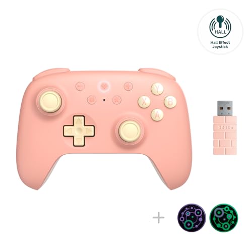 8Bitdo Ultimate 2C Hall Effect Joysticks and Hall Triggers Wireless Controller for Windows PC and Android  with Remappable L4/R4 Bumpers  Turbo function & Rumble vibration  Peach