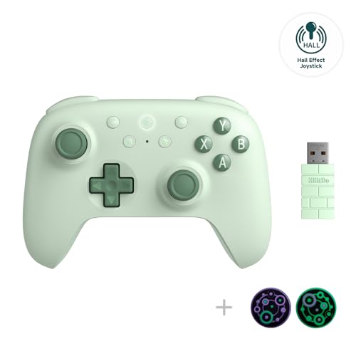 8Bitdo Ultimate 2C Hall Effect Joysticks and Hall Triggers Wireless Controller for Windows PC and Android  with Remappable L4/R4 Bumpers  Turbo function & Rumble vibration  Peach