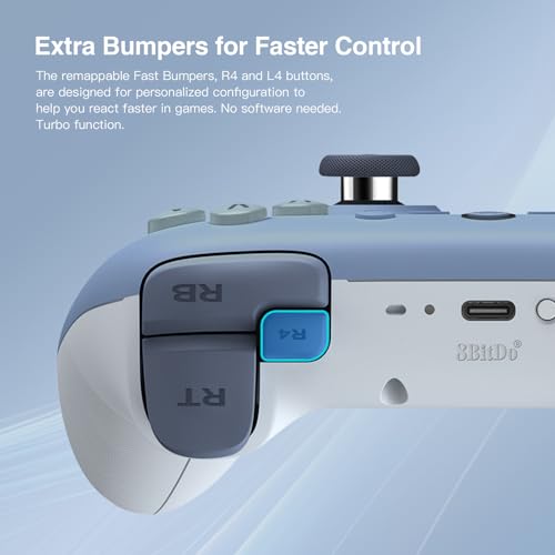 8Bitdo Ultimate 2C Wireless Controller for Windows PC and Android  with 1000Hz Polling Rate  Hall Effect Joysticks and Hall Triggers  and Remappable L4/R4 Bumpers  Dark Blue 