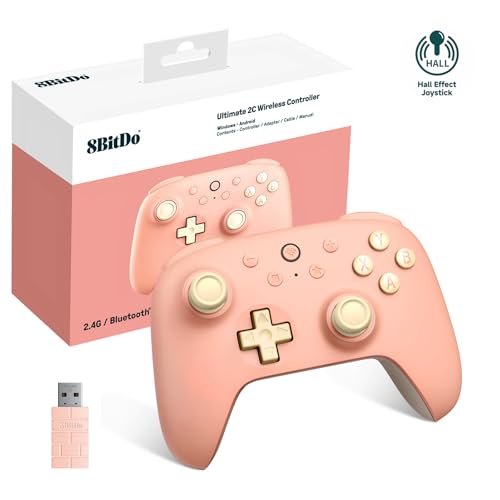 8Bitdo Ultimate 2C Wireless Controller for Windows PC and Android  with 1000Hz Polling Rate  Hall Effect Joysticks and Hall Triggers  and Remappable L4/R4 Bumpers  Dark Blue 