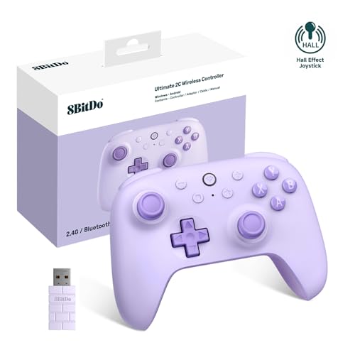 8Bitdo Ultimate 2C Wireless Controller for Windows PC and Android  with 1000Hz Polling Rate  Hall Effect Joysticks and Hall Triggers  and Remappable L4/R4 Bumpers  Dark Blue 