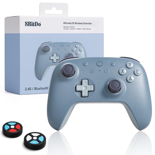 8Bitdo Ultimate 2C Wireless Controller for Windows PC and Android  with 1000 Hz Polling Rate  Hall Effect Joysticks and Triggers  and Remappable L4/R4 Bumpers  Special Edition Blueberry 