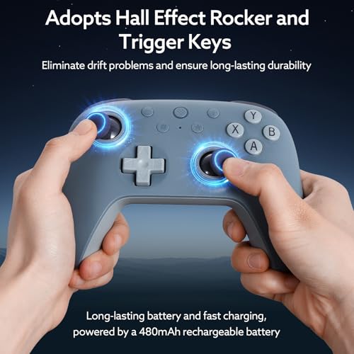 8Bitdo Ultimate 2C Wireless Controller for Windows PC and Android  with 1000 Hz Polling Rate  Hall Effect Joysticks and Triggers  and Remappable L4/R4 Bumpers  Special Edition Blueberry 