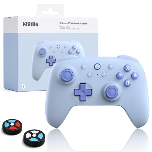 8Bitdo Ultimate 2C Wireless Controller for Windows PC and Android  with 1000 Hz Polling Rate  Hall Effect Joysticks and Triggers  and Remappable L4/R4 Bumpers  Special Edition Blueberry 