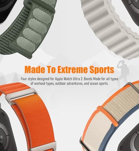 8 Pack Compatible with Apple Watch Ultra 3/2 Band 49mm 46mm 45mm 44mm 42mm Men Women Breathable Trail Loop Alpine Loop Ocean  Nylon Sport Loop for iWatch Ultra 3/2/1 Series 11/10/9/8/7/6/5/4/3/SE3 2 1