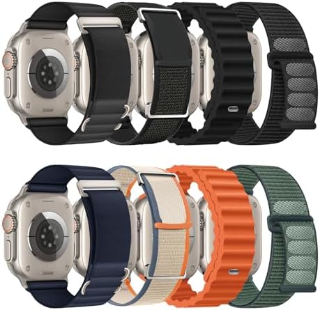 8 Pack Compatible with Apple Watch Ultra 3/2 Band 49mm 46mm 45mm 44mm 42mm Men Women Breathable Trail Loop Alpine Loop Ocean  Nylon Sport Loop for iWatch Ultra 3/2/1 Series 11/10/9/8/7/6/5/4/3/SE3 2 1