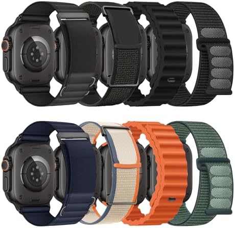 8 Pack Compatible with Apple Watch Ultra 3/2 Band 49mm 46mm 45mm 44mm 42mm Men Women Breathable Trail Loop Alpine Loop Ocean  Nylon Sport Loop for iWatch Ultra 3/2/1 Series 11/10/9/8/7/6/5/4/3/SE3 2 1