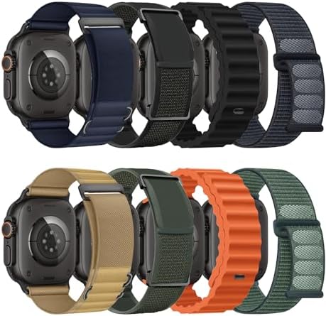 8 Pack Compatible with Apple Watch Ultra 3/2 Band 49mm 46mm 45mm 44mm 42mm Men Women Breathable Trail Loop Alpine Loop Ocean  Nylon Sport Loop for iWatch Ultra 3/2/1 Series 11/10/9/8/7/6/5/4/3/SE3 2 1