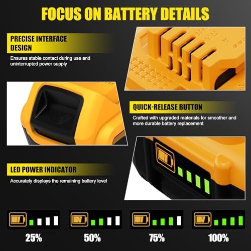 8 Packs 12000mAh DCB206 Replacement for Dewalt 20V Battery Lithium ion Compatible with Dewalt 20V Max Battery DCB203 DCB207 DCB208 DCB200 DCD DCF DCG Series Cordless Power Tools