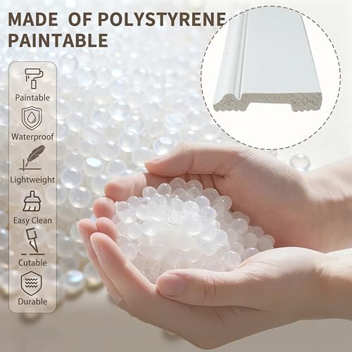 8 Pcs Wall Baseboard Molding Trim 47 2 x 3 15 in  High Impact Polystyrene Waterproof Skirting Board for Home Decor  Installed with Glue Not Include 8PC