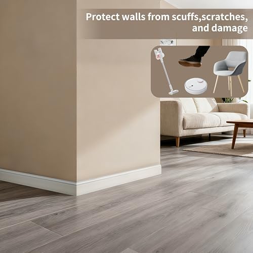 8 Pcs Wall Baseboard Molding Trim 47 2 x 3 15 in  High Impact Polystyrene Waterproof Skirting Board for Home Decor  Installed with Glue Not Include 8PC