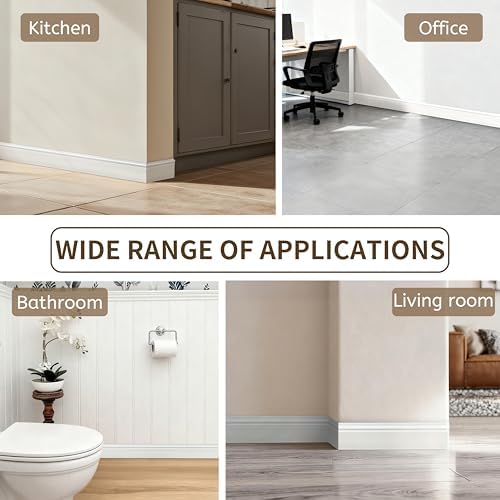8 Pcs Wall Baseboard Molding Trim 47 2 x 3 15 in  High Impact Polystyrene Waterproof Skirting Board for Home Decor  Installed with Glue Not Include 8PC