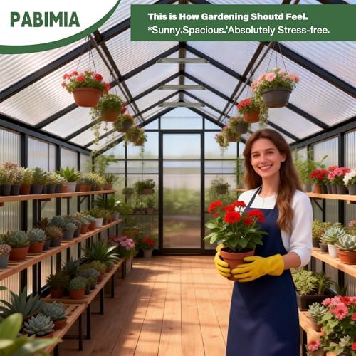 8x10 FT Durable & Easy Assembly Aluminum Greenhouse Outdoor Polycarbonate Greenhouse with Roof Vent  Walk in Greenhouse for Garden  Backyard Black