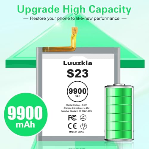 9900mAh Battery Compatible with Galaxy S23  New Upgrade   Super Capacity Replacement Battery Compatible with Galaxy S23 SM S911B SM S911U SM S911U1 SM S911N EB BS912ABY with Ful Kits