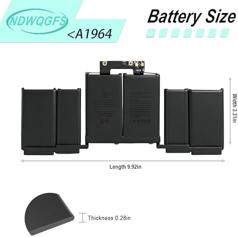 Reemplazo de batería A1964 A1819 para MacBook Pro de 13 pulgadas (mediados de 2018, 2019) A2251 (2020) 58.2Wh 11.41V Li-Polymer compatible con EMC 3214 3358 3348 MR9Q2LL/A MWP42LL/A