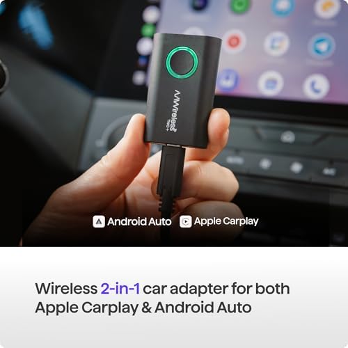 AAWireless TWO  Compatible with Android Auto & Apple Carplay 2 in 1 Wireless Adapter   Wireless Connection via Bluetooth & WiFi   iPhone X  & Android 11    Multifunctional Button   Made in Europe