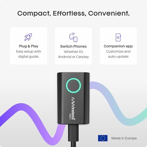 AAWireless TWO  Compatible with Android Auto & Apple Carplay 2 in 1 Wireless Adapter   Wireless Connection via Bluetooth & WiFi   iPhone X  & Android 11    Multifunctional Button   Made in Europe